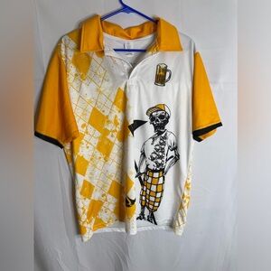Garment One Men’s Golf Polo Golfing With A Chance Of Drinking White Yellow 549